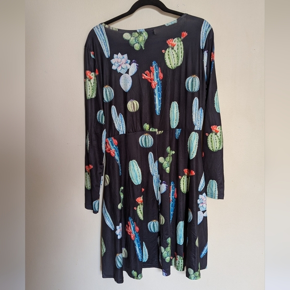 Fancyqube Cactus Swing Dress Casual Pleated Long Sleeve Size L - Picture 2 of 4